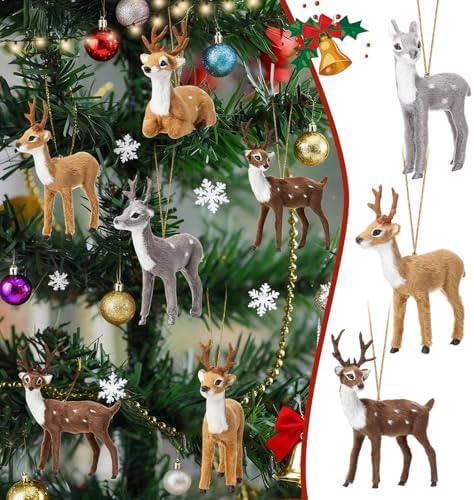 Skylety 15 Pcs Woodland Animal Ornaments Bulk,Various Deer
