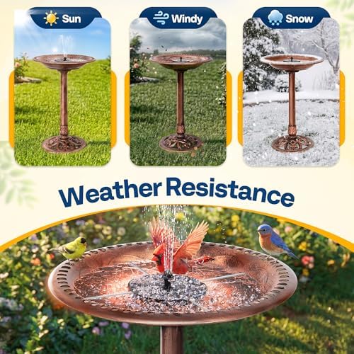 VIVOHOME Bird Bath with Solar Fountain for Outside, Pedestal, Bronze