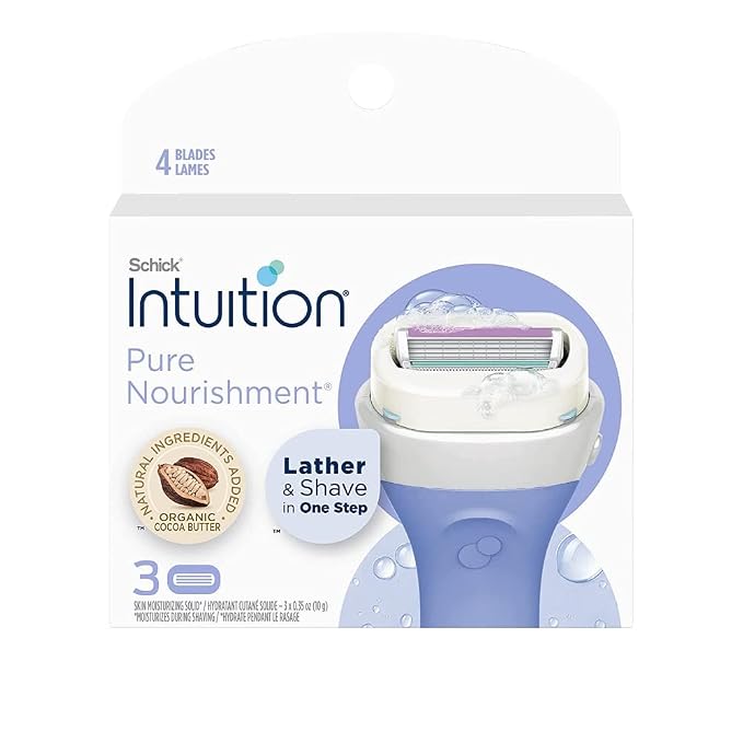 Intuition Pure Nourishment Renewing Advanced Moisture Women Razor Refill Cartridges, 6 count(3count x 2Pack)