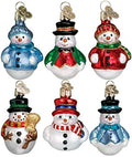 Old World Christmas Mini Snowman Set Glass Blown Ornament for Christmas Tree, Handcrafted Holiday Decoration, Set Collection
