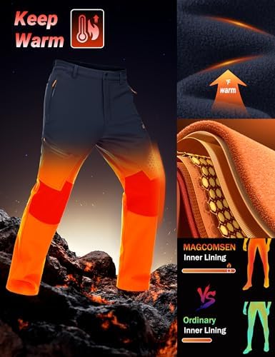 MAGCOMSEN Men's Snow Ski Winter Pants Waterproof Hiking Fleece Lined Pants