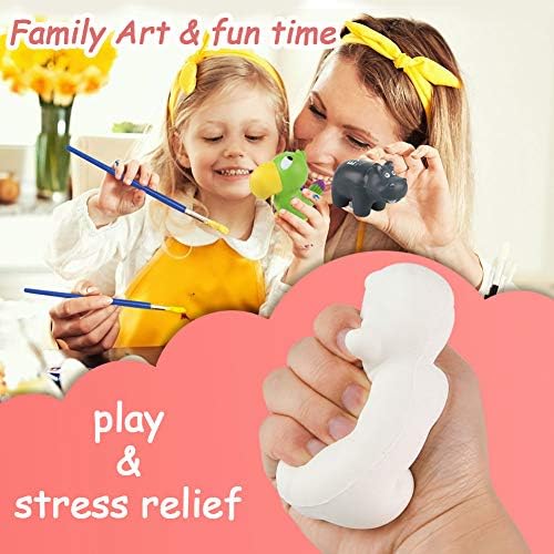 LovesTown Squishies Painting Kit, 6 PCS Squeeze Toys DIY Animal Paint Your Own Squishies for Birthday Gifts (Pack of 2)