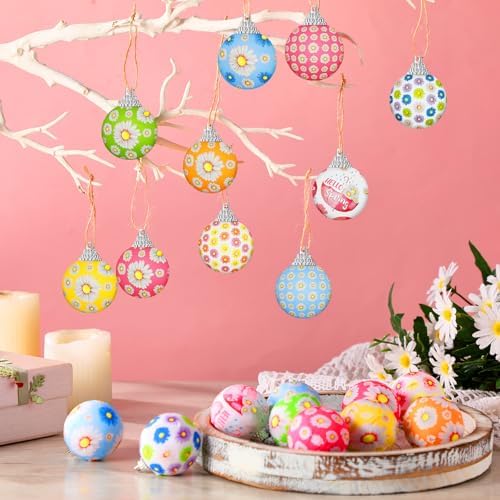 Outus 20 Pcs Spring Daisy Ornaments Balls for Tree Spring Daisy Decorations Summer Ornaments Farmhouse Flower Floral Hanging Decorations Summer Decor for Small Tree Home Party Craft Decor