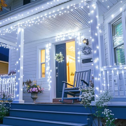 JMEXSUSS 800 LED White Christmas String Outdoor Lights Plug in