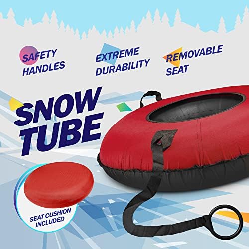 Slippery Racer Heavy Duty Commercial Grade Inflatable Snow Tube with Cover and Rope, PVC Bottom, 44"-Blue
