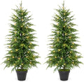 2Pcs 4FT Norfolk Pine Tree with Lights, Christmas Tree for Xmas Decor