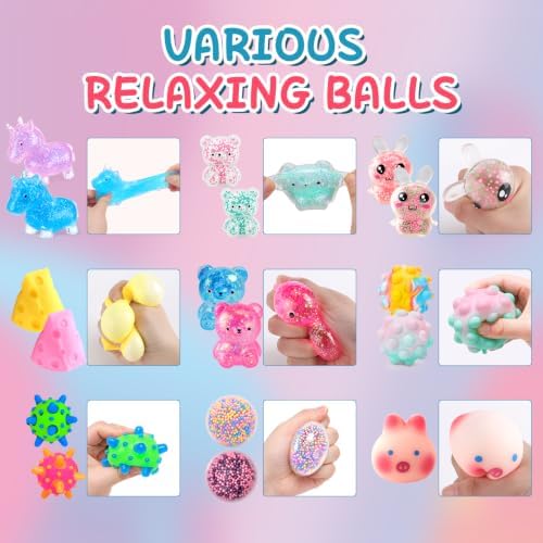 54 Pack Stress Balls, Squishy Balls, Squeeze Balls for Adults