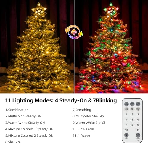 500 LED Warm White to Multicolor Christmas Tree Lights Outdoor