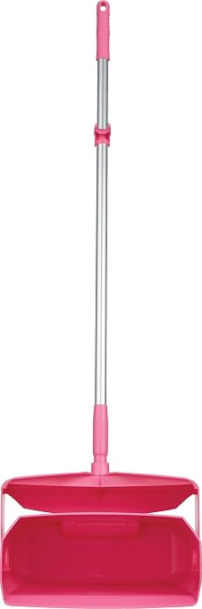 Remco - A Vikan Company 62501 Lobby Dustpan with Broom, Polypropylene/Polyester/Aluminum, 7" X 14" Bin, 37" Handle, Pink