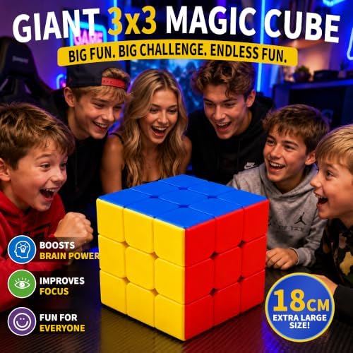 Giant Magic Cube 3x3, 18CM Extra Large Stickerless Puzzle Cube for All Ages