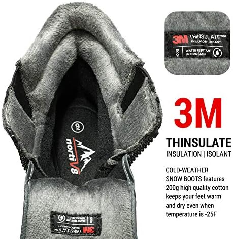 NORTIV 8 Men's Zip Winter Snow Boots Slip on