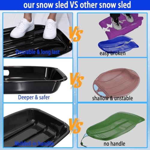 35" Snow Sled for Kids & Adults, Cold Resistant Flexible Toboggan