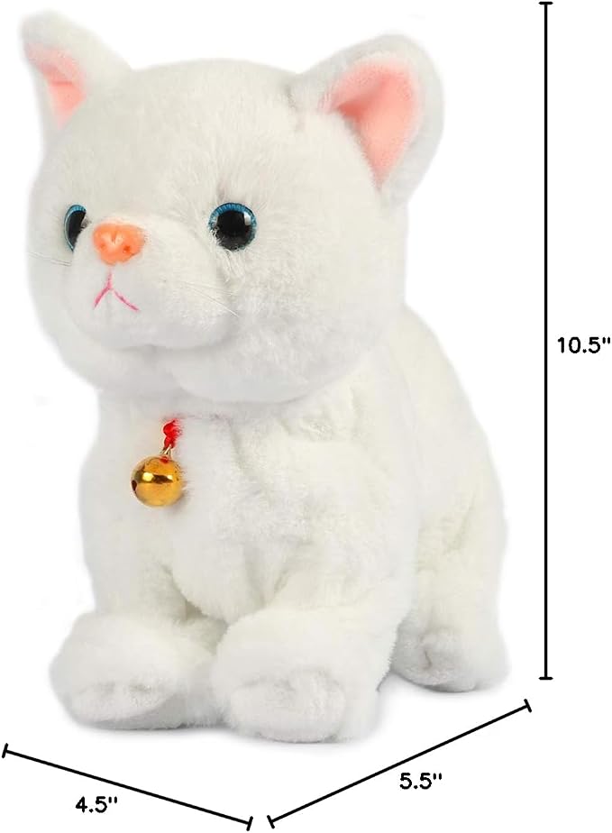 Smalody Interactive Plush Toys, Novelty Sound Control Electronic Cat Electronic Pets Robot Cat Gift for Children (White)
