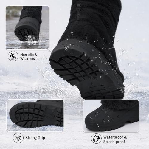 Waterfproof Snow Boots for Women Furry Fuzzy Faux Fur Duck Boots