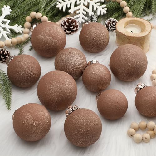 Yunlly 18 Pcs Neutral Christmas Ball Ornaments Textured Xmas Tree Decor Set
