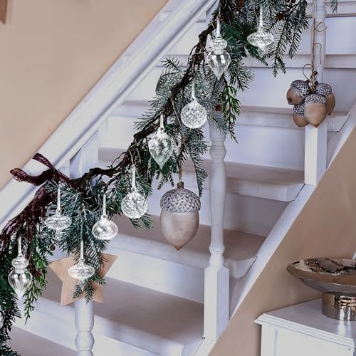 Hungdao 14pcs Vintage Christmas Ornaments Retro Glass Balls, Clear