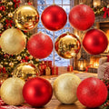Jenaai 12 Pcs Large Christmas Ball Ornaments 8 Inch Big Oversized Shatterproof Christmas Tree Decorations Matte Glitter Giant Jumbo Plastic Hanging Baubles for Xmas Holiday Party Indoor Outdoor