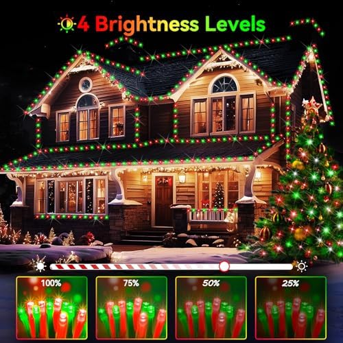 Hezbjiti 1000 LED 403 FT Christmas Lights Outdoor String Lights 8 Modes with Timer Memory Waterproof Fairy Lights Plug in for Classroom Bedroom Patio Wedding Party Holiday Xmas Decorations(Red+Green)