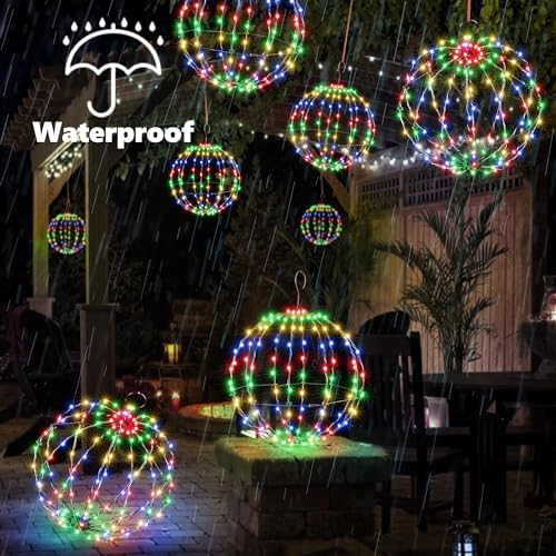 Flacchi Set of 2 Sizes Battery Operated Christmas Ball Lights Multicolor