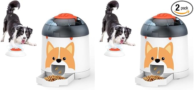 Potaroma Dog Puzzle Feeder Toy, Interactive IQ Training, Electronic Treat Dispenser, Automatic Rechargeable with Remote for Food Dispensing, All Breeds, 280ml Capacity (Pack of 2)