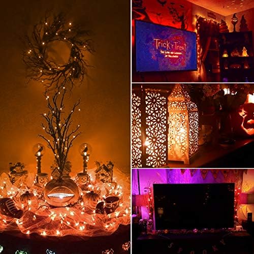 Brightown Halloween Orange Fairy String Lights: 12 Pack 7 Ft 20 LED Battery Operated Firefly Lights on Black Wire Starry Moon Lights for DIY Party Bedroom Patio