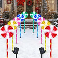 BRIGHTDECK 10 Pack Solar Christmas Pathway Lights, Multi Lollipop Stakes