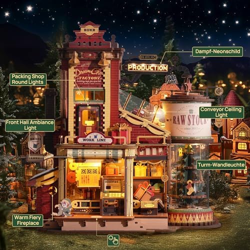ROKR 3D Puzzle for Adults Christmas Dream Gift Factory DIY Miniature House