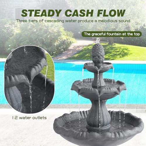 47.4"H Italian Outdoor Garden Water Fountain, Fountain and Waterfall