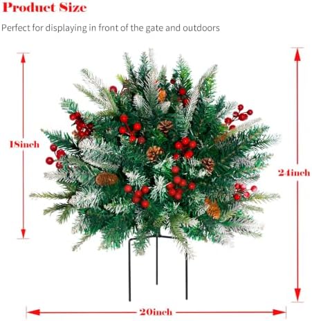 Lighted Christmas Urn Filler, 1 Pack 24 Inch Multicolor Planter Decor