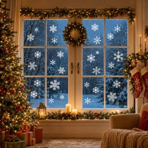 Christmas Decorations - 9 Sheets Christmas Snowflakes Window Clings