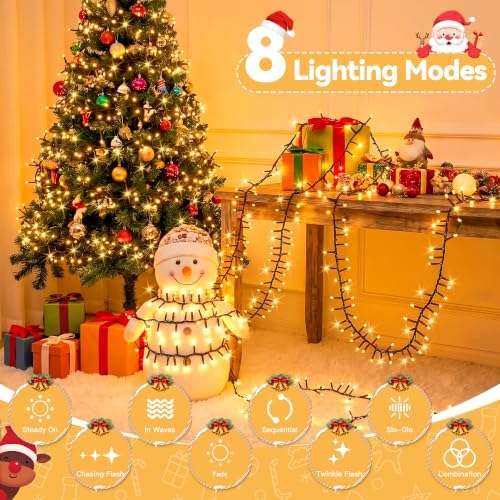 400 LED 20FT Cluster Lights, Plug in Warm White Christmas Lights
