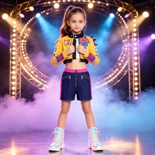Pop Star Costume Kids Girls Fantasy Stage Outfit Halloween Costumes Set