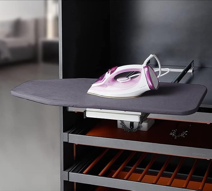 Hiding Ironing Board Foldable Ironing Station in Cabinet for Apartment & Small Room | Sturdy Folding Board, Easy-Release Lever(Gray) 11.8 (W) x 5.5 (H) x Length 16.9 (L)