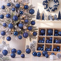 Lunmon 64 Pcs Navy Blue Christmas Ornaments Midnight Blue Xmas Tree Baubles