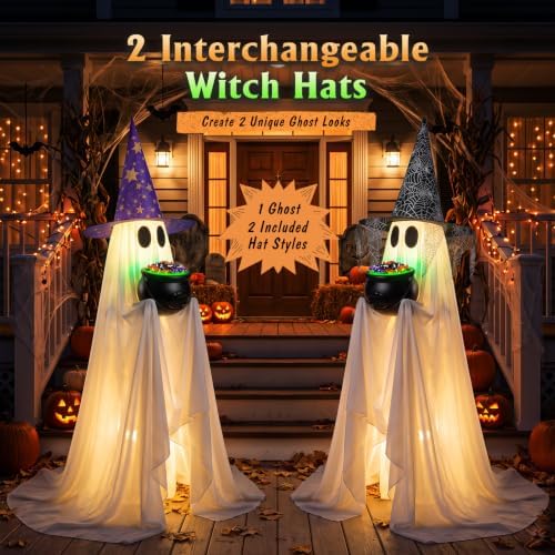 Halloween Candy Ghost Decor with Lighted Cauldron - 53'' Large Ghost Decor