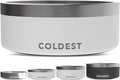 Coldest Dog Bowl - Anti Rust Metal, Non Slip, 3 Layers Insulated Stainless Steel Dog Bowls - Spill Proof & Heavy Duty - Water Bowl for Dogs, Cats & Pets, Dish Washer Safe (64 oz, Epic White)