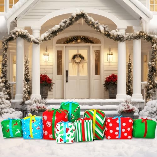 Sosation 9FT Christmas Inflatable Gift Boxes with LED Lights Outdoor Decor