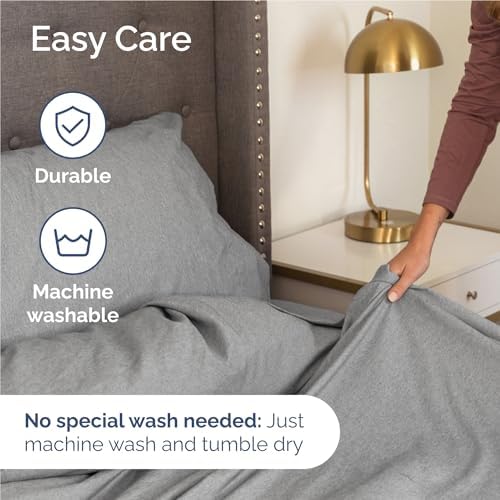 Full Size 4 Piece Sheet Set - Breathable & Cooling Sheets - Heathered Grey