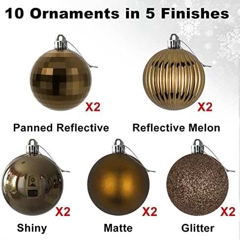 Vintage Copper 3.2" Large Christmas Balls - Christmas Tree Decoration Ornaments Shatterproof Hanging Balls for Birthday Halloween Holiday Wedding Decorations Set of 10pcs