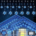 Christmas Snowflake Lights, 10.66ft 168 LED Icicle Lights Outdoor with 14 Drops, 8 Modes Waterproof Connectable Christmas Light for Eaves, Wedding, Garden, Yard, Indoor Outdoor Xmas Decor (Blue)
