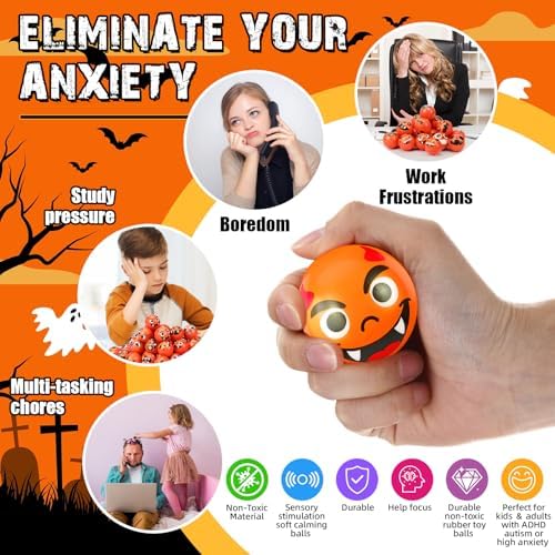 Libima 24 Pcs Mini Face Halloween Fidget Toy Bulk, 2 Inch