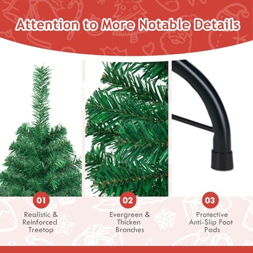 COSTWAY 8Ft Artificial PVC Christmas Tree W/Stand Holiday Season Indoor Outdoor Green