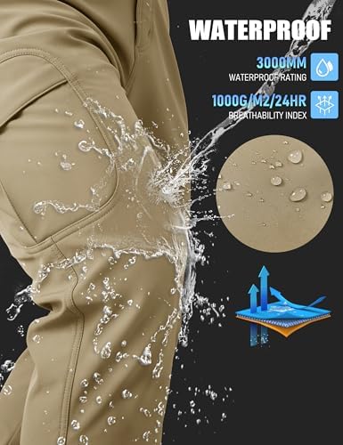 MAGCOMSEN Snow Pants for Men Fleece Lined Softshell Winter Men's Ski Pants