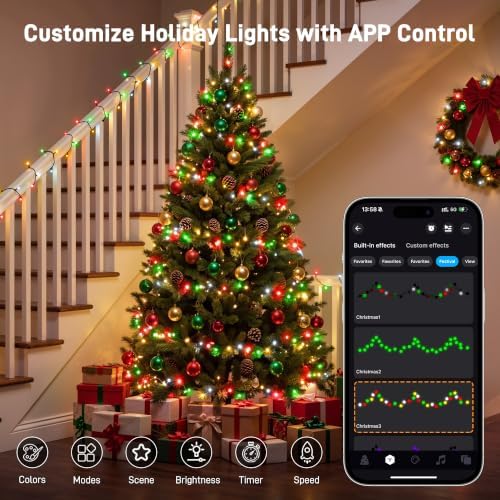 Ollny Smart Christmas Lights,131FT 400 LED RGBW Color Changing String Light