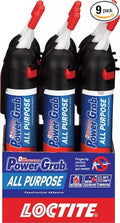 Loctite Power Grab Express All Purpose Construction Adhesive, 7.5 fl oz, 9 Pressure Pack - Versatile Construction Glue for Cement, Tile, Wall & More