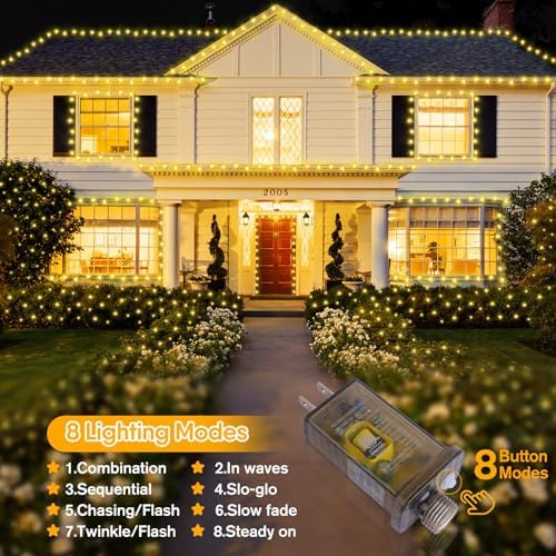 SAUIRS 600FT 1500 LED Christmas Lights Outdoor String Lights with 8 Modes Timer Waterproof Fairy Light Plug in for Outside Indoor Party Xmas Palm Tree Yard Wedding Decorations(Warm White)