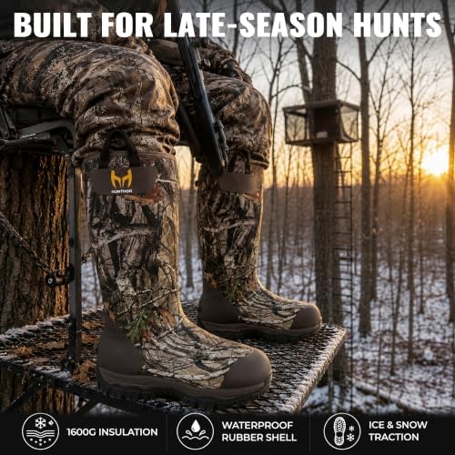 Hunthor Men's 1600G Insulated Waterproof Rubber Hunting Boots