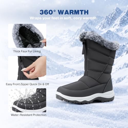 TEMOFON Winter Snow Boots for Women: WaterProof Warm Fur Lined Ankle Boot