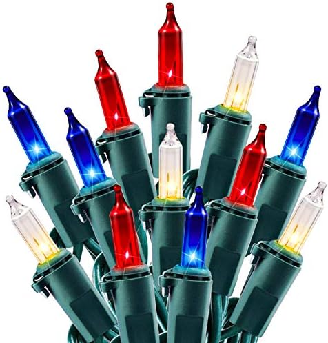 Minetom Red White Blue Lights Green Wire 100 Count 4th July Decoration