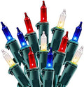 Minetom Red White Blue Lights Green Wire 100 Count 4th July Decoration